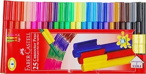 Faber-Castell Connector Clip Fibre Felt Tip Pens Bright Colours - Pack Wallet 25 - Picture 1 of 4