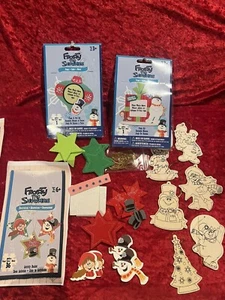 Frosty The Snowman Craft Lot-2 Frames,6 Wood Ornaments, 7 Foam Ornament,Pls Read - Picture 1 of 5