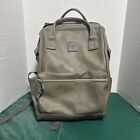 Kah&Kee Faux Leather Travel Backpack Laptop Diaper Bag Gray