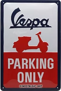 Vespa Parking Only embossed metal sign 200mm x 300mm - Bild 1 von 1