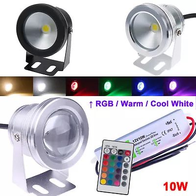 IP68 10W LED Underwater Spot Light RGB Warm/Cool White Pond Lamp + 12V Adapter  - Image 1 of 2