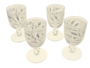 Lote/4 copas de agua de vidrio esmerilado de trigo plateado flor silvestre Libbey 5 1/2" - Imagen 1 de 5