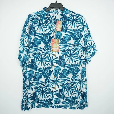 Roundtree & Yorke Caribbean Short-Sleeve XXL Teal White Floral Paradise NWT - Image 1 of 4