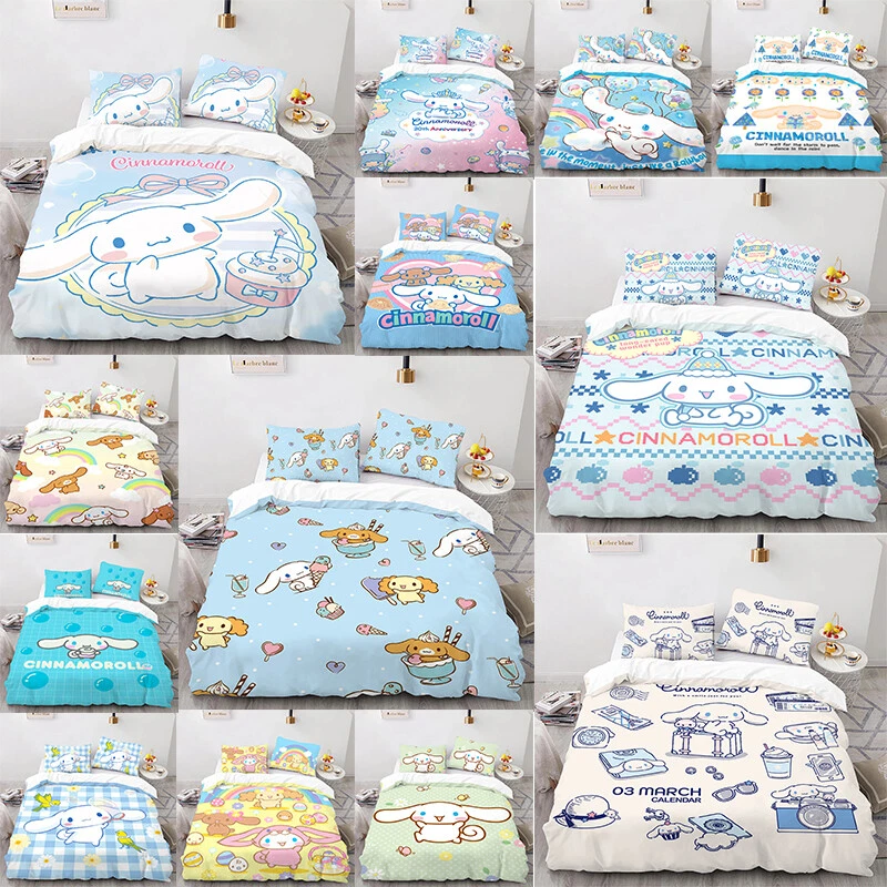 Cute Cinnamoroll Prints Bedding Set Duvet Cover Cinnamoroll Pillowcase 3-Piece - Image 1 of 1