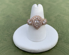 Zales 14K Rose Gold Past Present Future Pear Diamond Halo Ring (2 TCW)