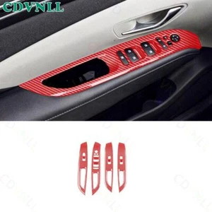 Panel de bloqueo de interruptor de ventana de vidrio para Hyundai Tucson 2022-23 rojo fibra de carbono - Imagen 1 de 6