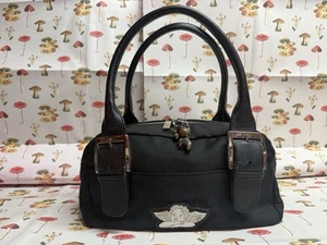 When Angels Fly Comtesse Germany black double handle buckle accent bag zip top - Picture 1 of 13