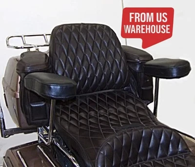 Reposabrazos para pasajeros GL1200 - vinilo negro, cromo oscilante, SEGUNDOS, se adapta a 1984-1919 Foto 1 de 2