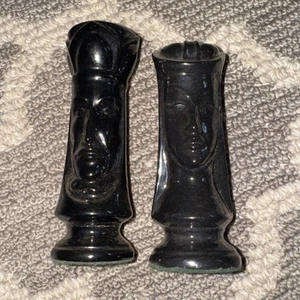 Piezas de repuesto de ajedrez de cerámica Duncan King & Queen negras mediados de siglo de colección - Imagen 1 de 5