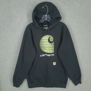 Carhartt Hoodie Mens Medium Rain Defender Loose Fit Pocket Black Neon Green - Picture 1 of 13