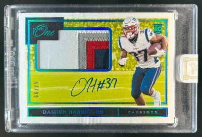 2019 Panini One Damien Harris RC Patch Blue Rookie Auto #67/99 Patriots - Image 1 of 2