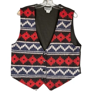 Vintage Andrew Sports Wool Vest Womens M Aztec Geometric Blend Button Front - Picture 1 of 7