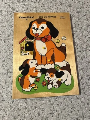Vintage 1970’s Fisher-Price Wooden Puzzle, “Dog And Puppies”, Model 511 - Image 1 of 4