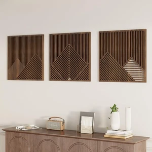 Arte de pared geométrico de montaña Yaofala 3 piezas 23 X 23 pulgadas, grandes montañas de madera Wa... - Imagen 1 de 7