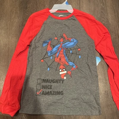 Marvel Spider Man long sleeve chirstmas Tee XXL 18 NEW Holiday - Image 1 of 3