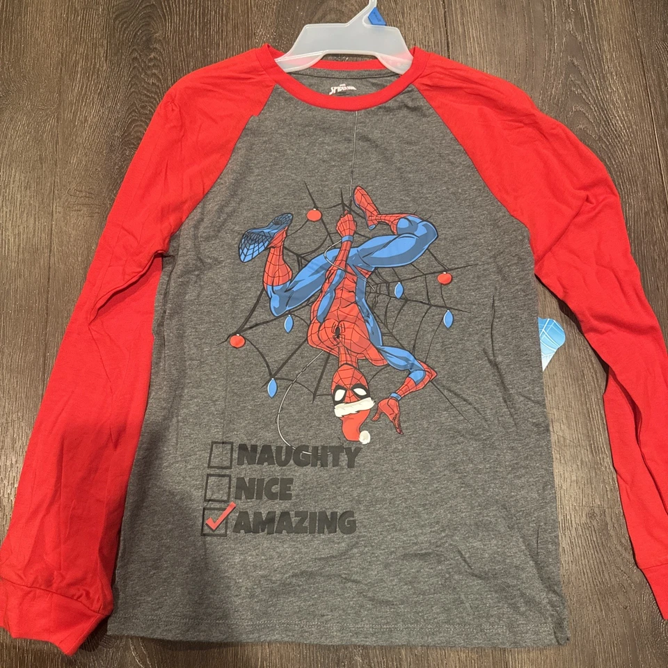 Marvel Spider Man long sleeve chirstmas Tee XXL 18 NEW Holiday - Image 1 of 3