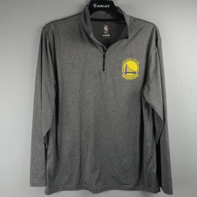 Golden State Warriors Shirt Mens XL Gray NBA Basketball Long Sleeve Quarter Zip - Image 1 of 4