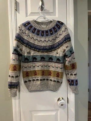 Vintage Women’s 80s Blueberry Woolens Traffic Light Cars Cats House Sweater S - Image 1 of 4