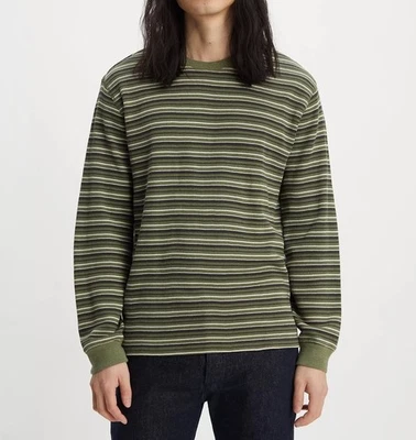 Nueva Camisa Térmica Manga Larga Levi’s Para Hombre Grande L Verde Rayas Tejido Waffle Foto 1 de 4