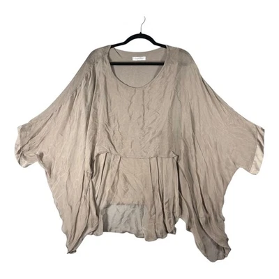 Cobblestone Living Silk Beige Top Italy Sheer Layer Lagenlook Italy Women OS - Image 1 of 4