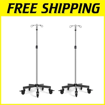 Suporte IV ajustável com rodas de freio - Pacote com 2 - Imagem 1 de 4