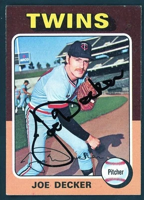 Joe Decker Signed Auto 1975 Topps Minnesota Twins Card #102 TOUGH - Image 1 of 2