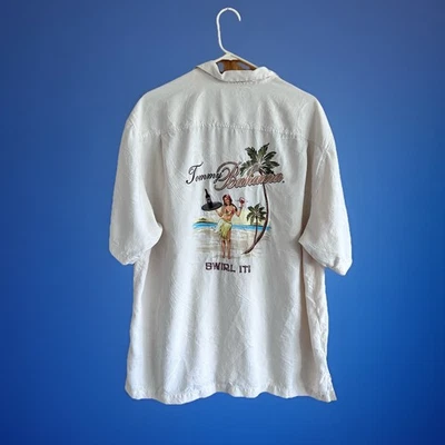 Camisa Tommy Bahama Seda Abotonada Bordada "¡Swirl It!" Niña Hawaiana Para Hombre XL Foto 1 de 4