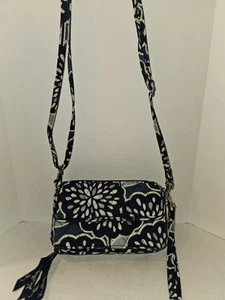 Vera Bradley Java Blue Floral Crossbody Wristlet Wallet, Multi Compartments - Picture 1 of 11