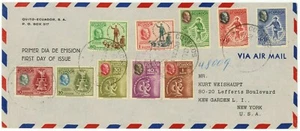 Ecuador #509-513 #C193-C197 FDC First Day Issue Airmail Cover to USA 1948  - Picture 1 of 2