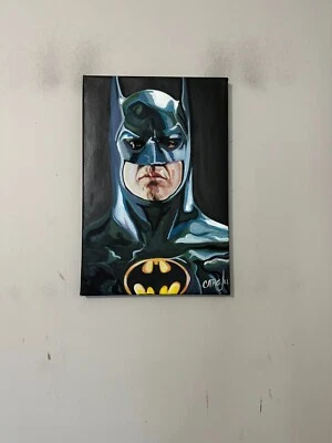 Batman Movie Michael Keaton  12" x 18" Pop Art Painting Chris Cargill - Image 1 of 4