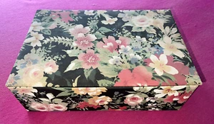 Ancienne boite à couture Art Déco en cretonne 33 cm x 23 cm x H 10 cm - Picture 1 of 7