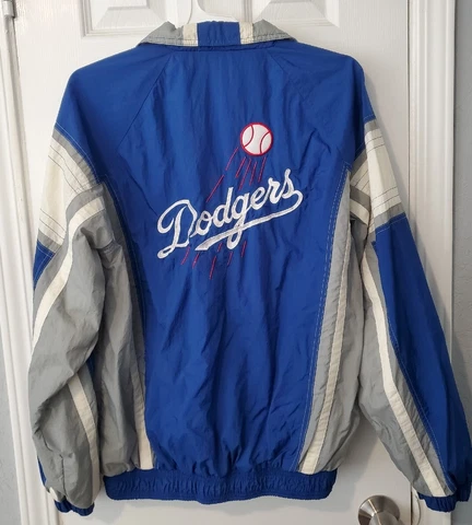 Vintage LA Dodgers Starter Jacket Size Medium Blue Gray White Rare Zips Pockets Cover
