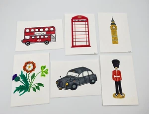 Symbols of Britain 6 Postcards Hand Painted Signed and Envelopes Beata Ulikowska - Picture 1 of 9