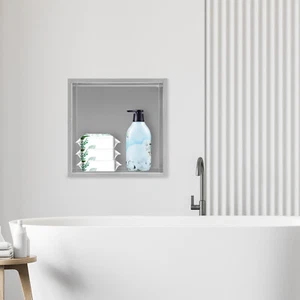 Silver Grey 201 Stainless Steel Preformed Recessed Shower Niche Shelf Waterproof - Picture 1 of 15