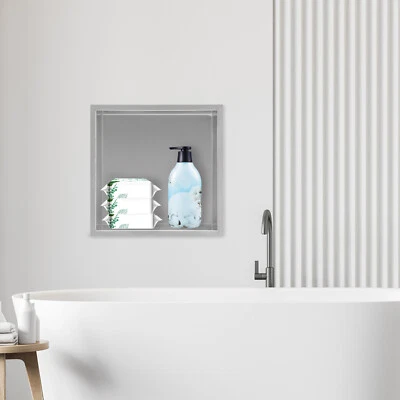 Estante de nicho de ducha empotrado preformado de acero inoxidable 201 gris plata impermeable Foto 1 de 4