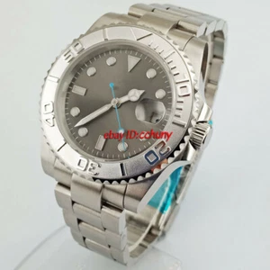 40mm sterile gray dial sapphire glass brushed strap automatic mens watch - Picture 1 of 6