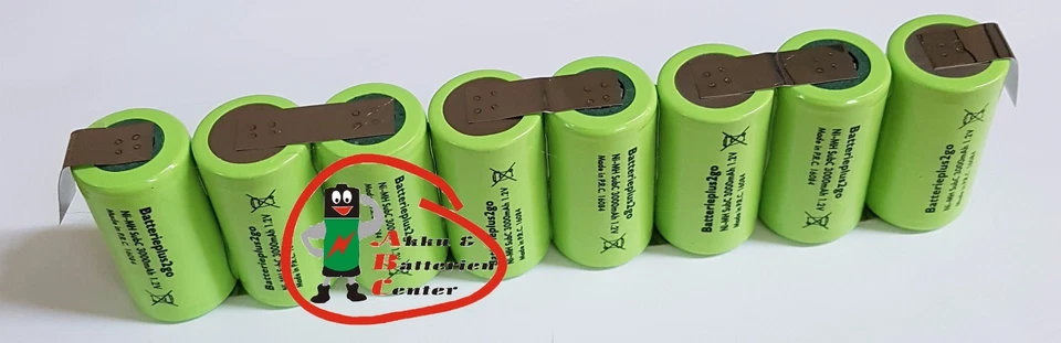  8er Reihe  Akku Sub-C 3000 mAh | 9,6V  NiMh mit Lötfahne im Schrumpfschlauch  - Bild 1 von 1