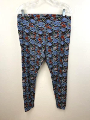 Leggings florales Lularoe TC altos y curvilíneos rojos gorrión pájaro azul negro rosa Foto 1 de 4