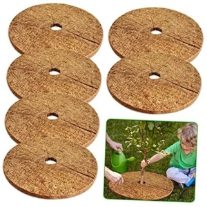 6 Pcs Coconut Fibers Mulch Ring Tree Protector Mat, 24 Inch Coco 24in-6pcs - Picture 1 of 7