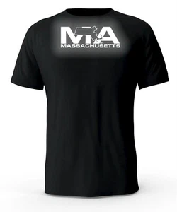 Massachusetts MA State Reflective Logo Black T-Shirt - Picture 1 of 3