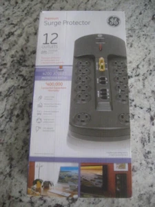 GE PREMIUM 12 Outlet Surge Protector 8 ft Long Cord 4200 Joules Router Plugs NEW - Picture 1 of 22
