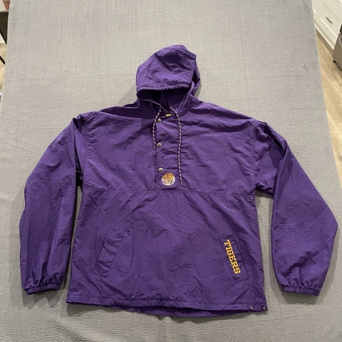 Vintage The Game LSU Tigers Jacket Mens Large Hooded Windbreaker Tiger Logo 90s Cover