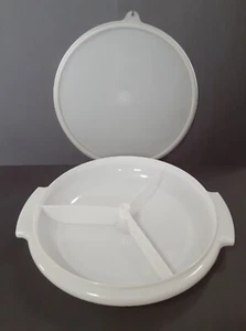 Tupperware Suzette Divided Serving Tray Candy Nut Relish 608-1 w/Lid NO HANDLE - Picture 1 of 5