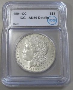 $1 1891 CC CARSON CITY MORGAN SILVER DOLLAR ICG AU 50 - Picture 1 of 2