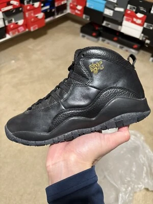 Size 5.5Y / 7W - NEW Jordan 10 Retro New York City NYC 2016 Black Gold - Image 1 of 4