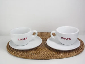 Costa Coffee Set Off 2 Matching Medium Cups And Saucers 2015 Cappuccino Latte - Picture 1 of 9