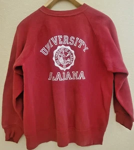 Felpa vintage anni '50 University of Alabama Collegiate abbigliamento sportivo tutta cotone taglia L - Foto 1 di 14