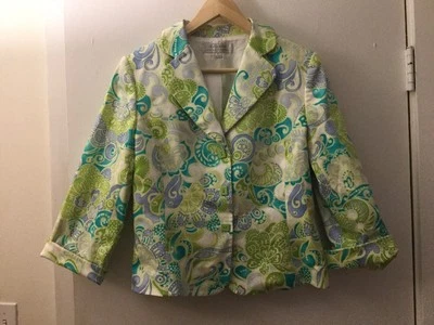 Tahari Arthur S. Levine Green, Blue & Purple Floral Print Blazer, Size 10 (US) - Image 1 of 4