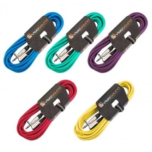 5 x Guitar Lead 6.35mm 1/4" Mono Jack to Angled Jack / Instrument Cable / 5 Pack - Picture 1 of 21