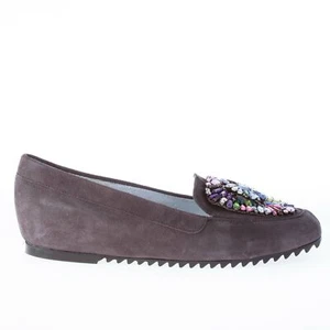 AZUREE CANNES Damenschuhe Halbschuh Wildleder grau mit Schmuck und Steinen - Bild 1 von 7
